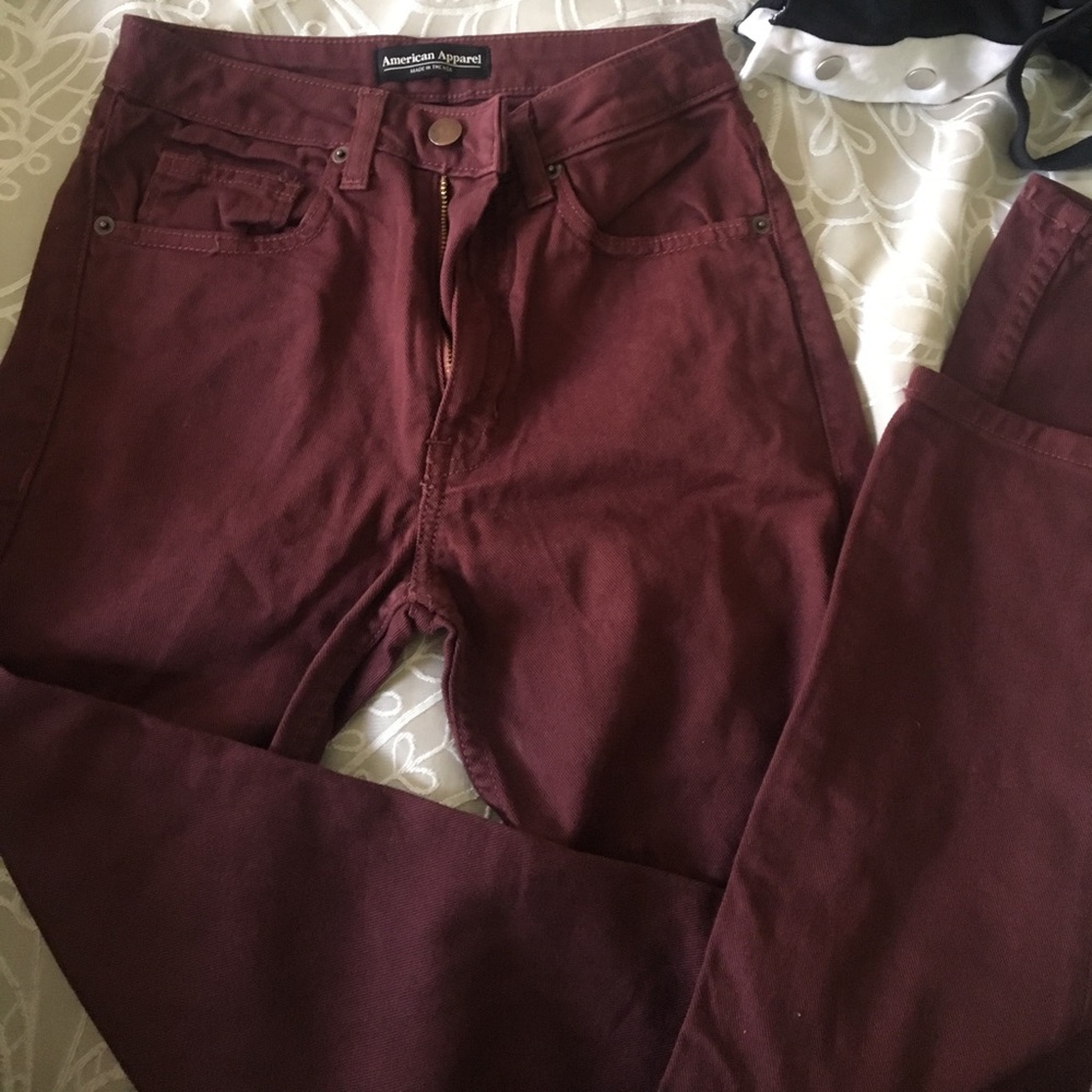 Burgundy American apparel mom jeans